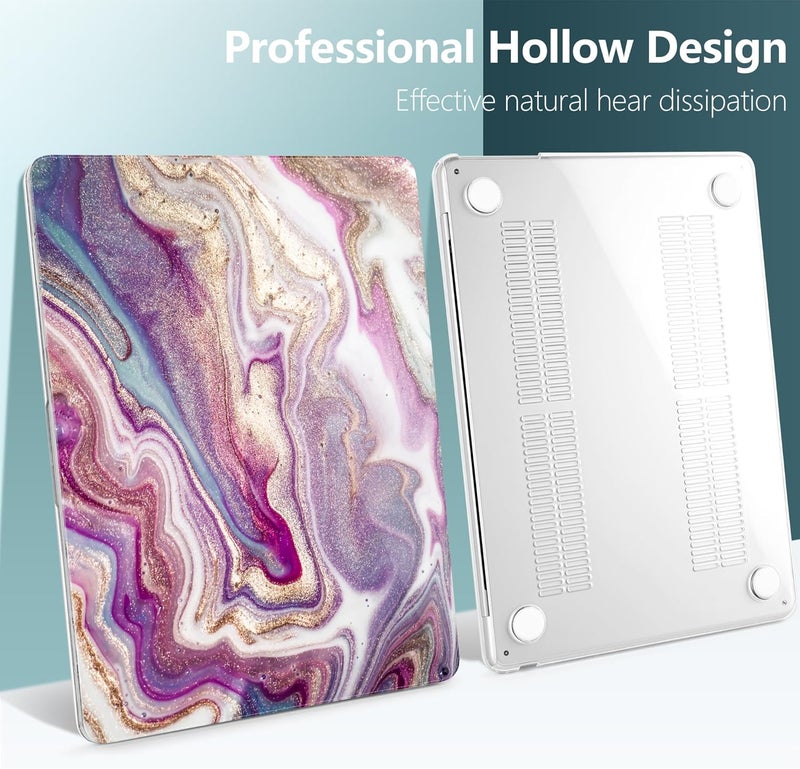 DONGKE for M4 MacBook Air 13.6 Inch Case 2025 2024 2023 2022 Model A3240 A3113 A2681 M3 M2 Chip, Plastic Hard Shell Case Cover with Touch ID for MacBook Air 13 Inch M4 - Marbling Art - Image 5